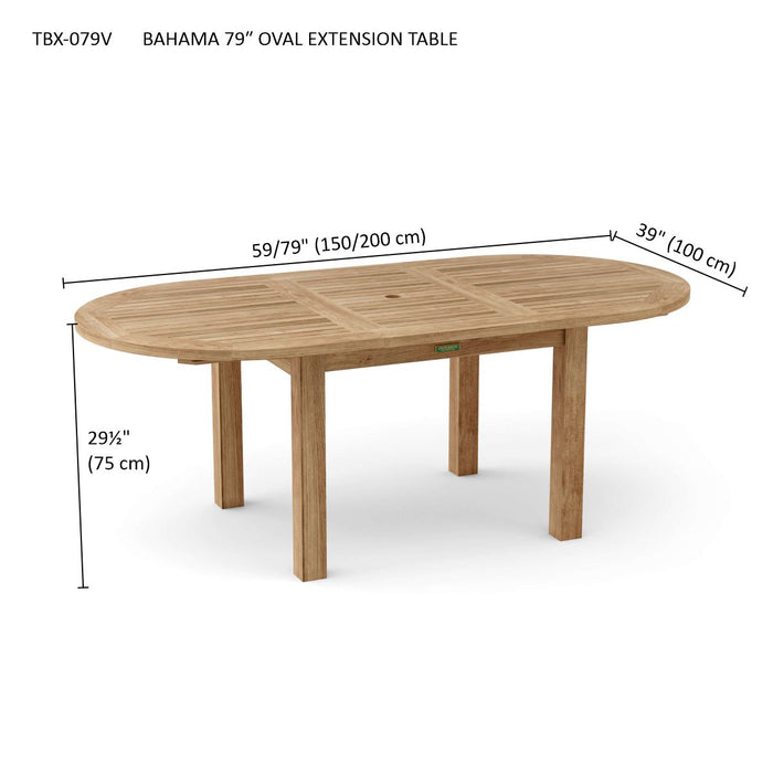 Teak Outdoor Dining Table for 6 (78" Long Oval) - Bahama