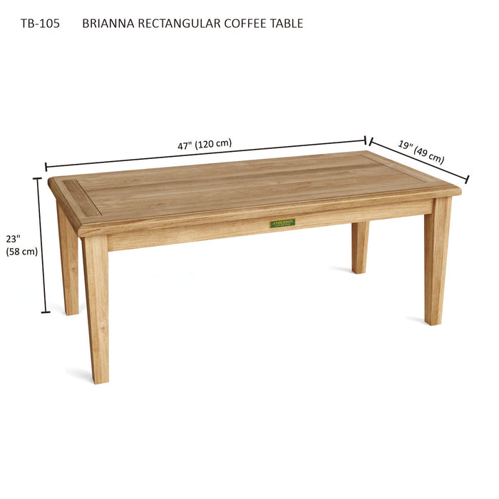 Modern Teak Coffee Table (47" Long Rectangle) - Brianna