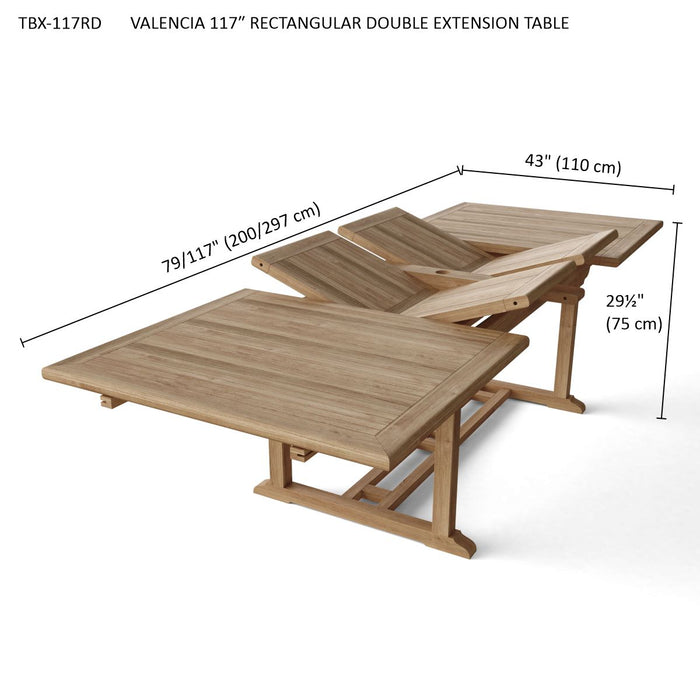 Teak Rectangular Outdoor Table (117" Long) - Valencia