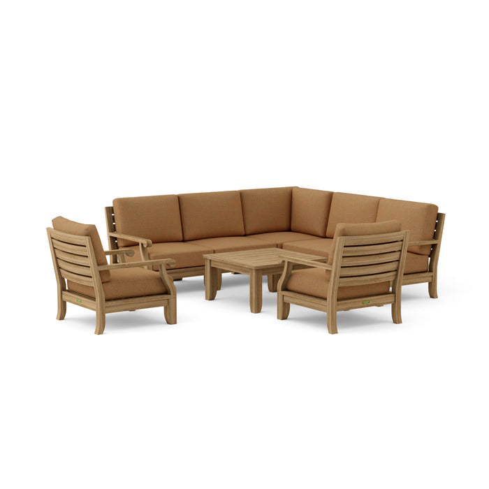 Teak Outdoor Corner Lounge Set - Riviera 8-Piece Modular Set