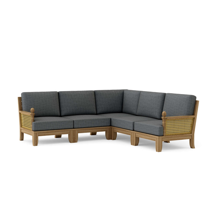 Indonesian Teak Wood Furniture - Luxe 5-Piece Sectional Set