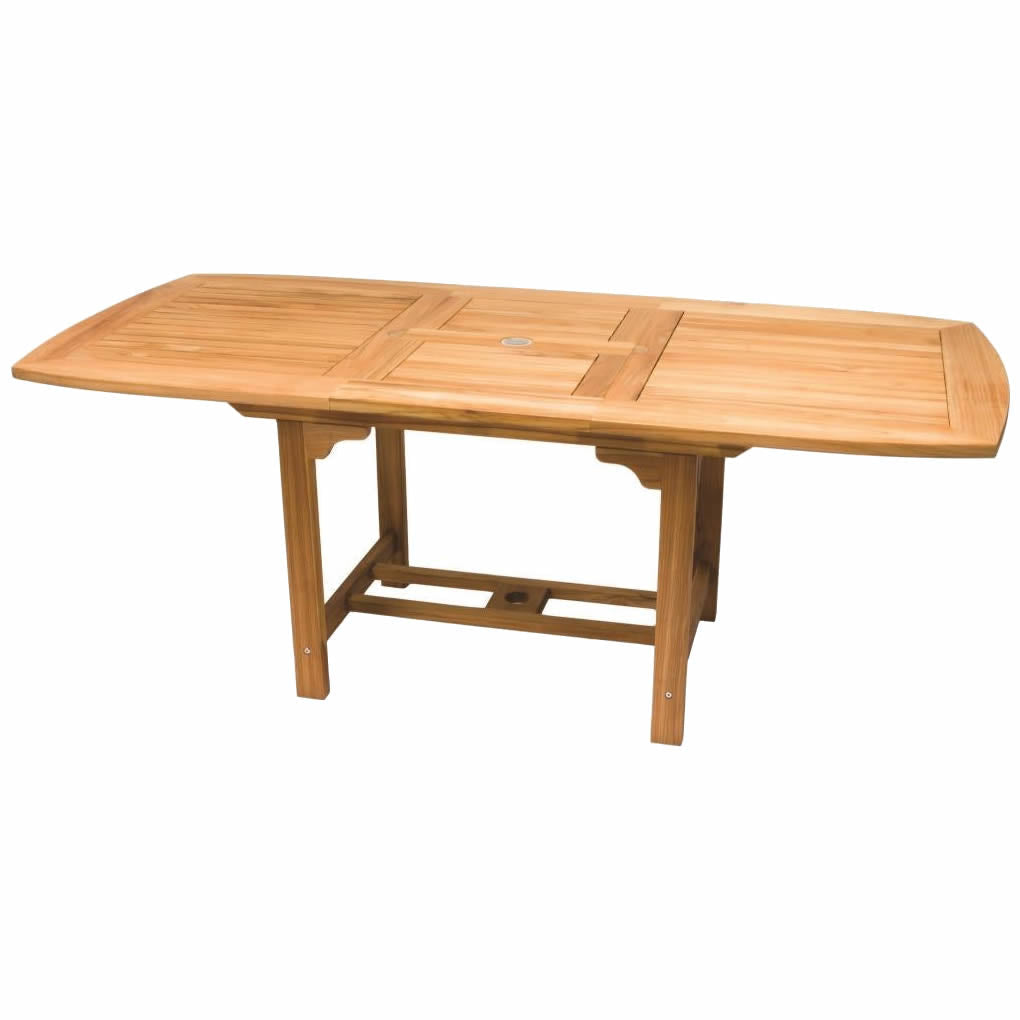 Royal Teak Family 96"-120" Rectangular Expansion Table with 6 Compass Arm Chairs