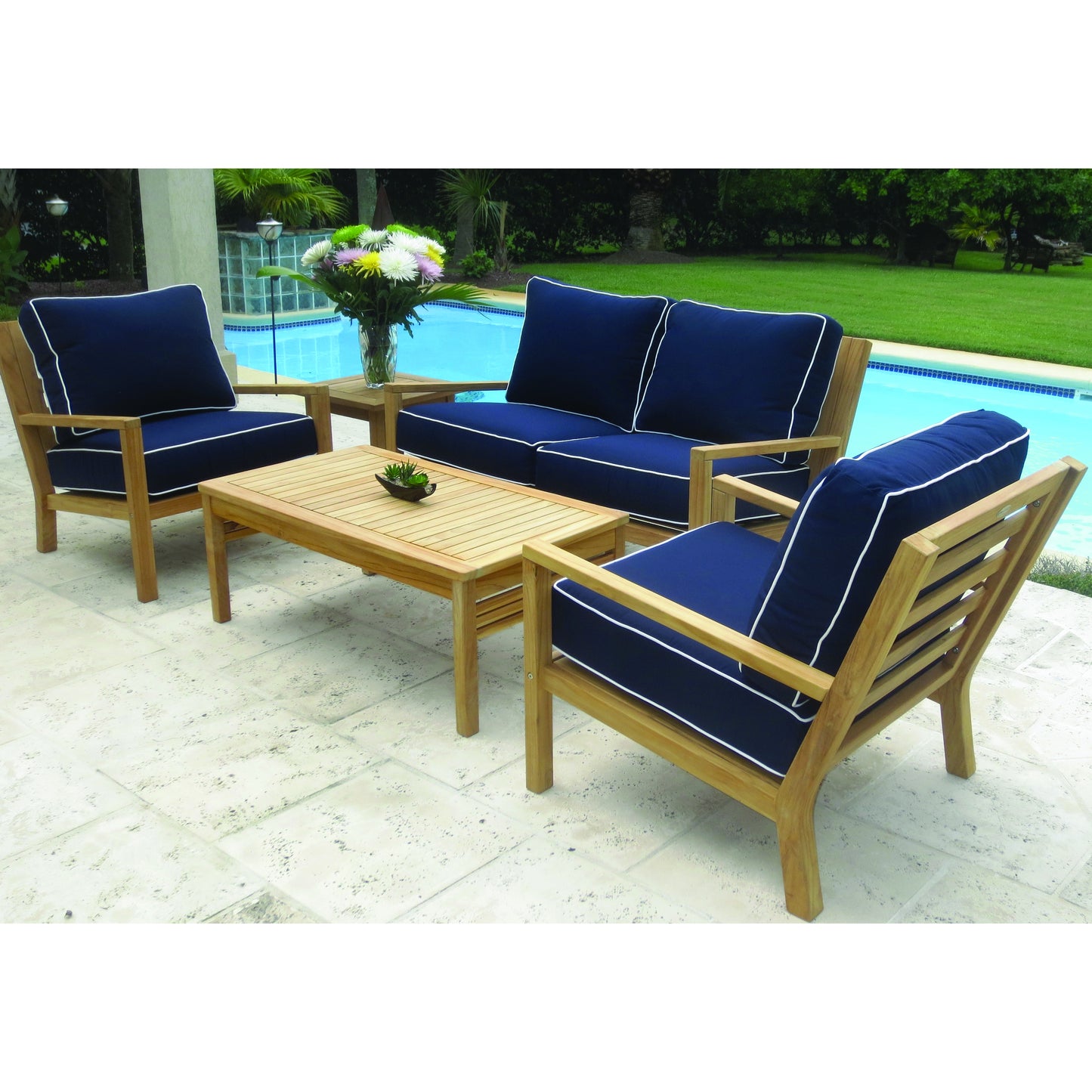 Royal Teak Coastal 5-Piece Love Seat & Arm Chairs Set