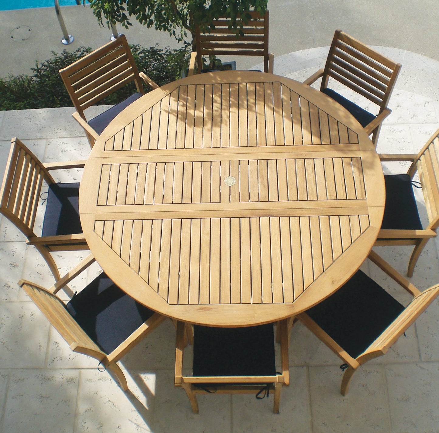 Drop Leaf 6' Round Teak Table