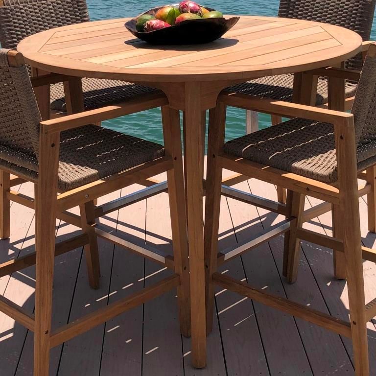 Royal Teak Malibu 5 Piece Round Bar Height Set