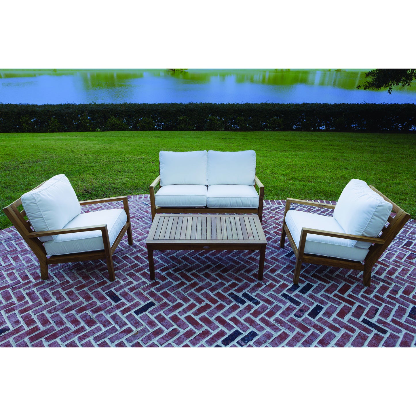 Royal Teak Coastal 4-Piece Love Seat, Chairs & Sofa Table Set