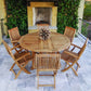 Royal Teak 60" Round Drop Leaf Table with 6 Sailor Arm Chairs
