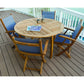 Royal Teak 50" Dolphin Table and 4 Sailmate Arm Chairs Dining Set