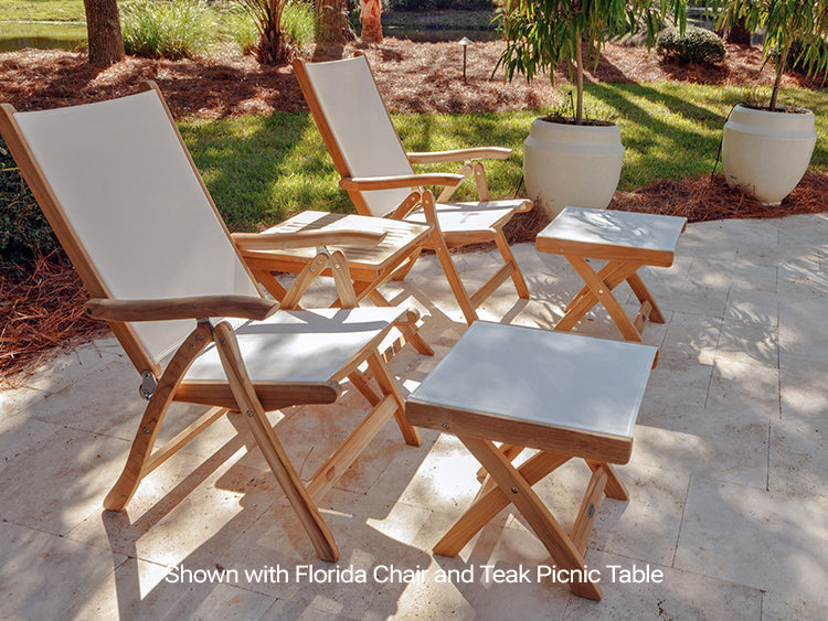 Teak Folding Sling Footrest