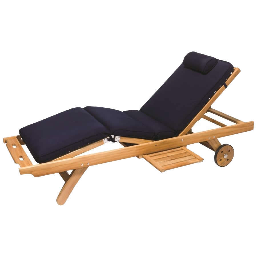 Royal Teak 3-Piece Rolling Sun Bed & Picnic Table Set