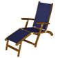 Royal Teak 3-Piece Steamer Folding Sling Lounge Chair & Miami Round Side Table Set