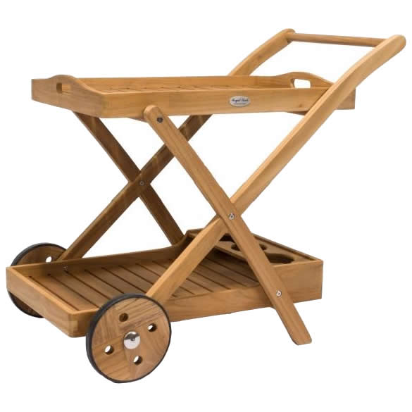 Teak Bar Cart w/ Built in Serving Trays