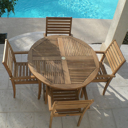 Round Teak Outdoor Dining Set - Sailor (Table) & Avant (4 Chairs) - Teak HQ™