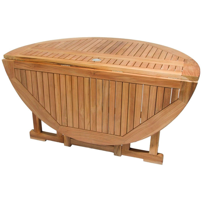 Round Teak Table and Chairs - DropLeaf (Table) & Helena (6 Chairs) - Teak HQ™