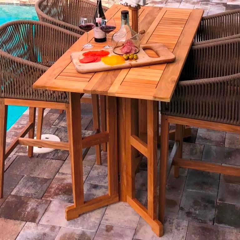 Royal Teak Malibu 5 Piece Rectangular Drop Leaf Bar Height Set