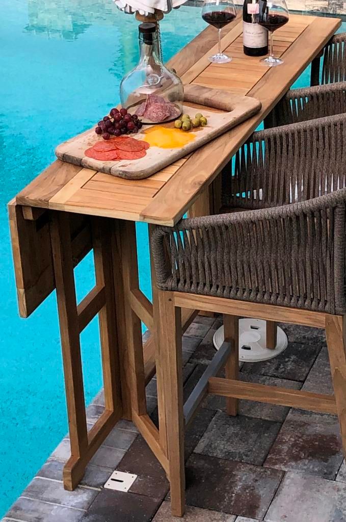 Teak high 2025 top patio table