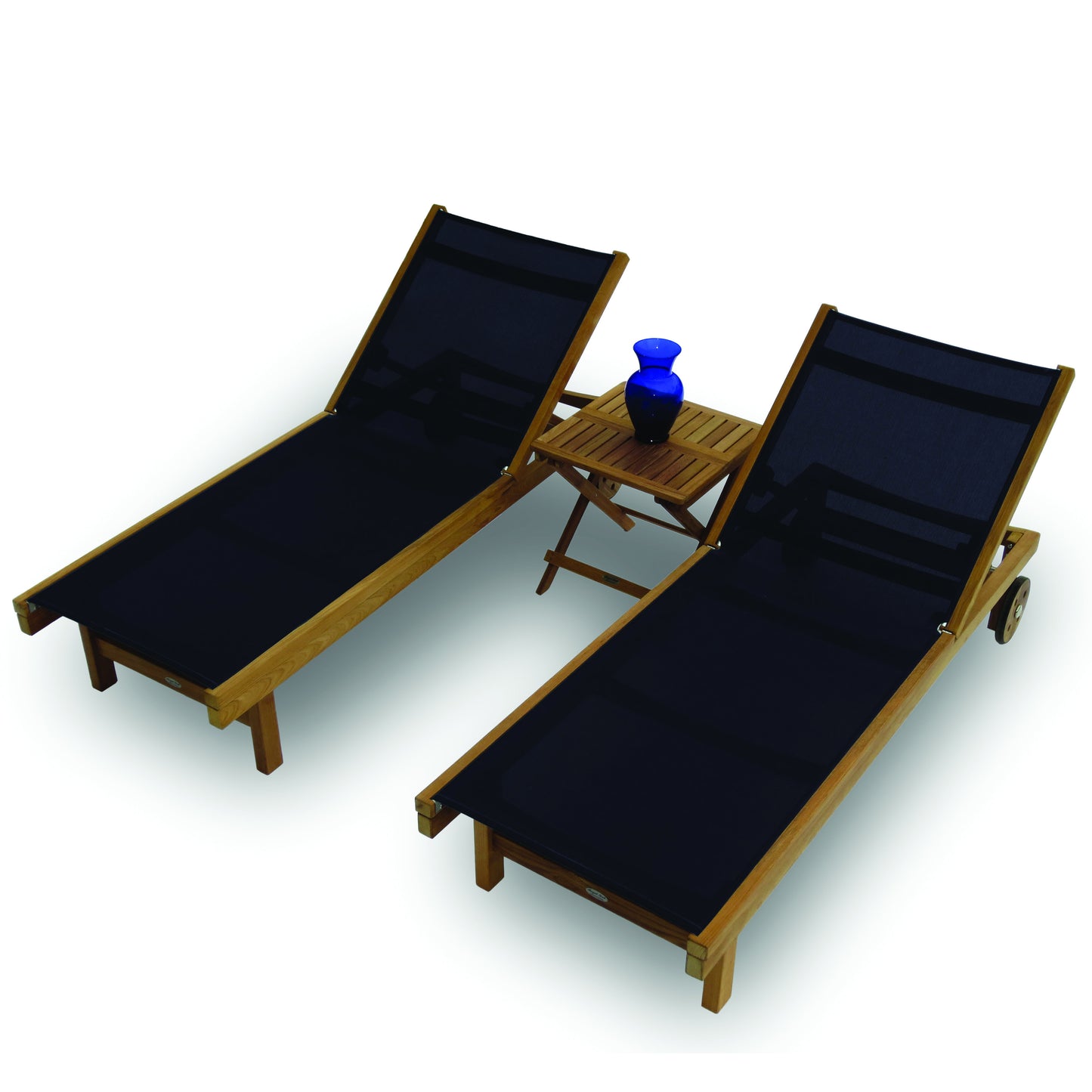 Royal Teak Sundaze Sling Lounge Chair & Picnic Side Table Set