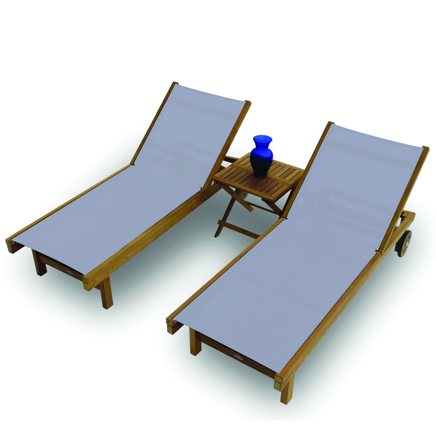 Royal Teak Sundaze Sling Lounge Chair & Picnic Side Table Set