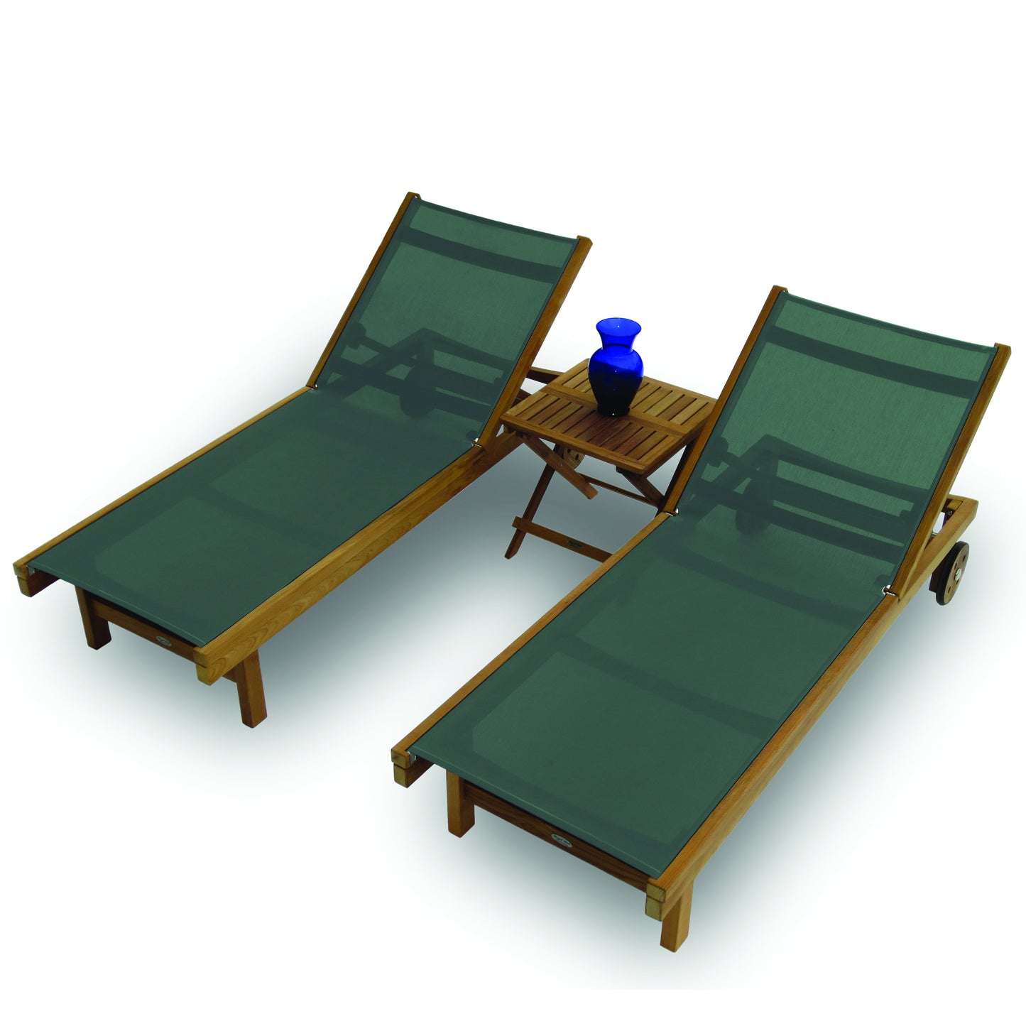 Royal Teak Sundaze Sling Lounge Chair & Picnic Side Table Set