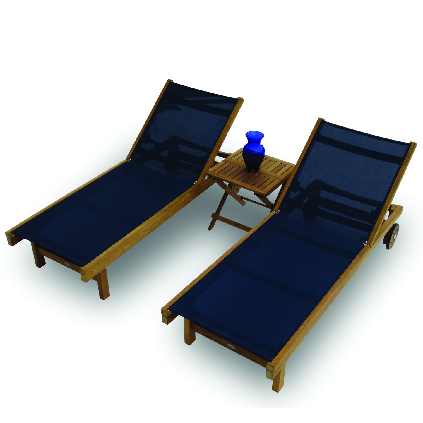 Royal Teak Sundaze Sling Lounge Chair & Picnic Side Table Set