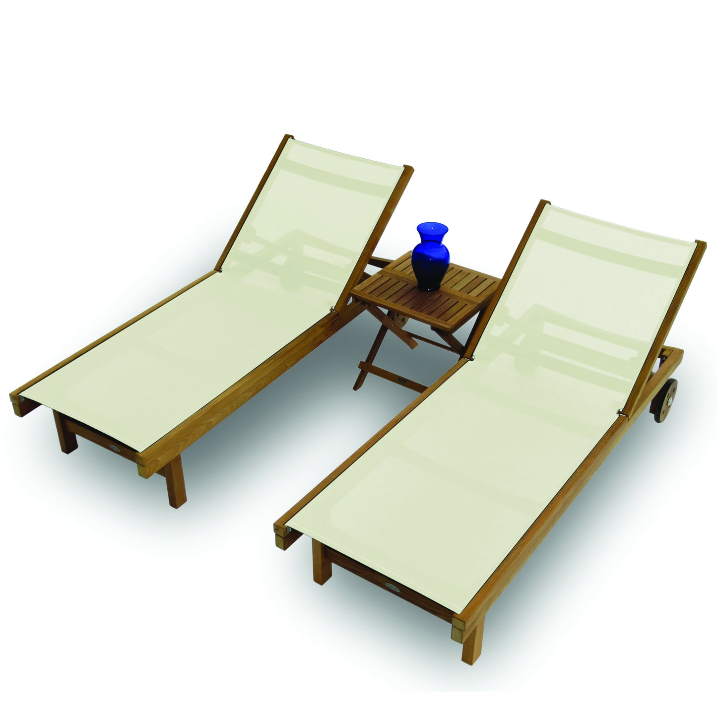 Royal Teak Sundaze Sling Lounge Chair & Picnic Side Table Set