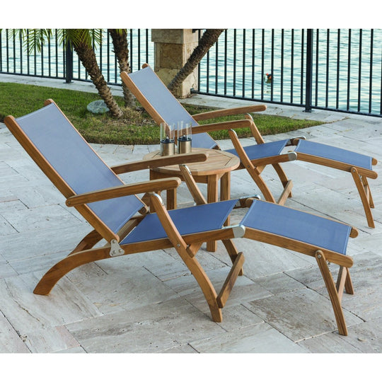 Teak Lounge Set - 2 Steamers & Side Table - Teak HQ™